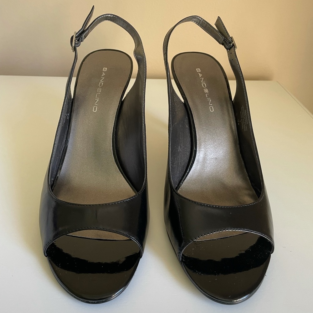 Bandolino Open Toe Leather Slingback Heels